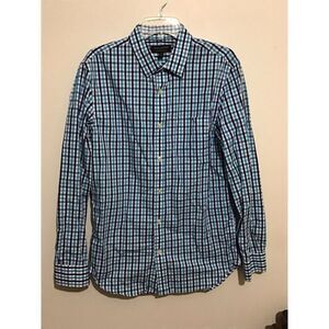 Banana Republic Men's Shirt Blue White Check Long Sleeve 15 - 15 1/2   33" - 34"
